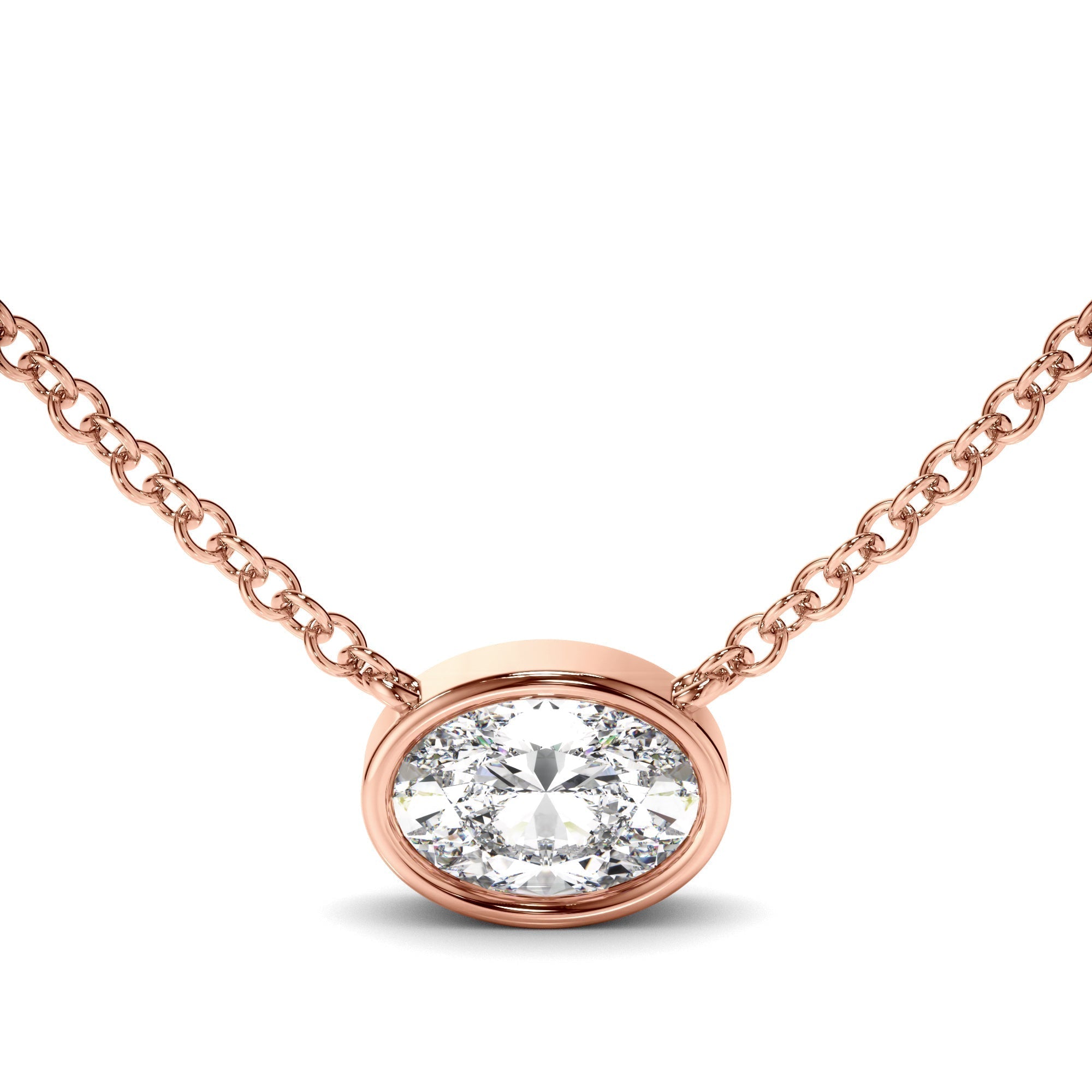 Oval Cut Diamond Bezel Set Necklet