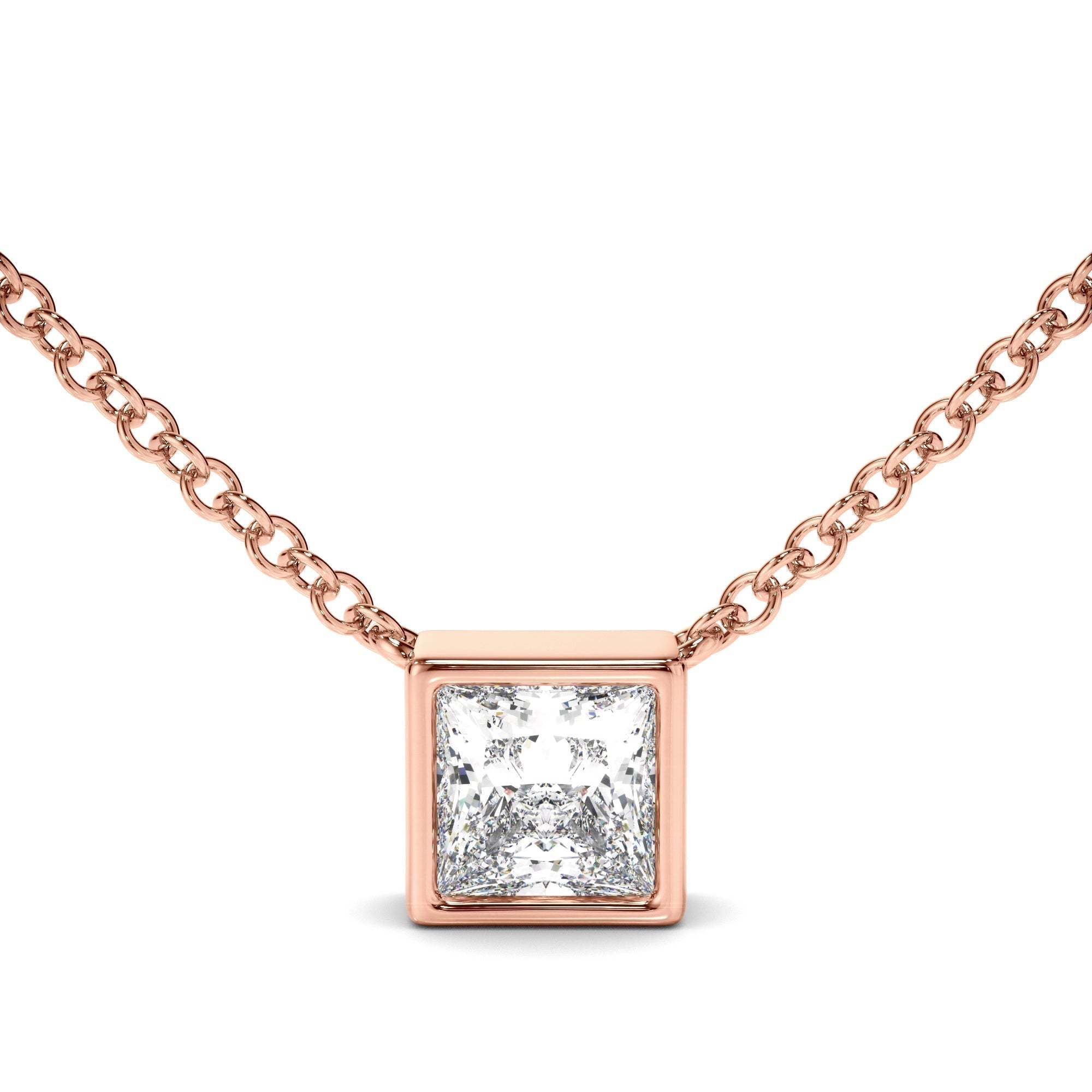 Princess Cut Diamond Bezel Set Necklet
