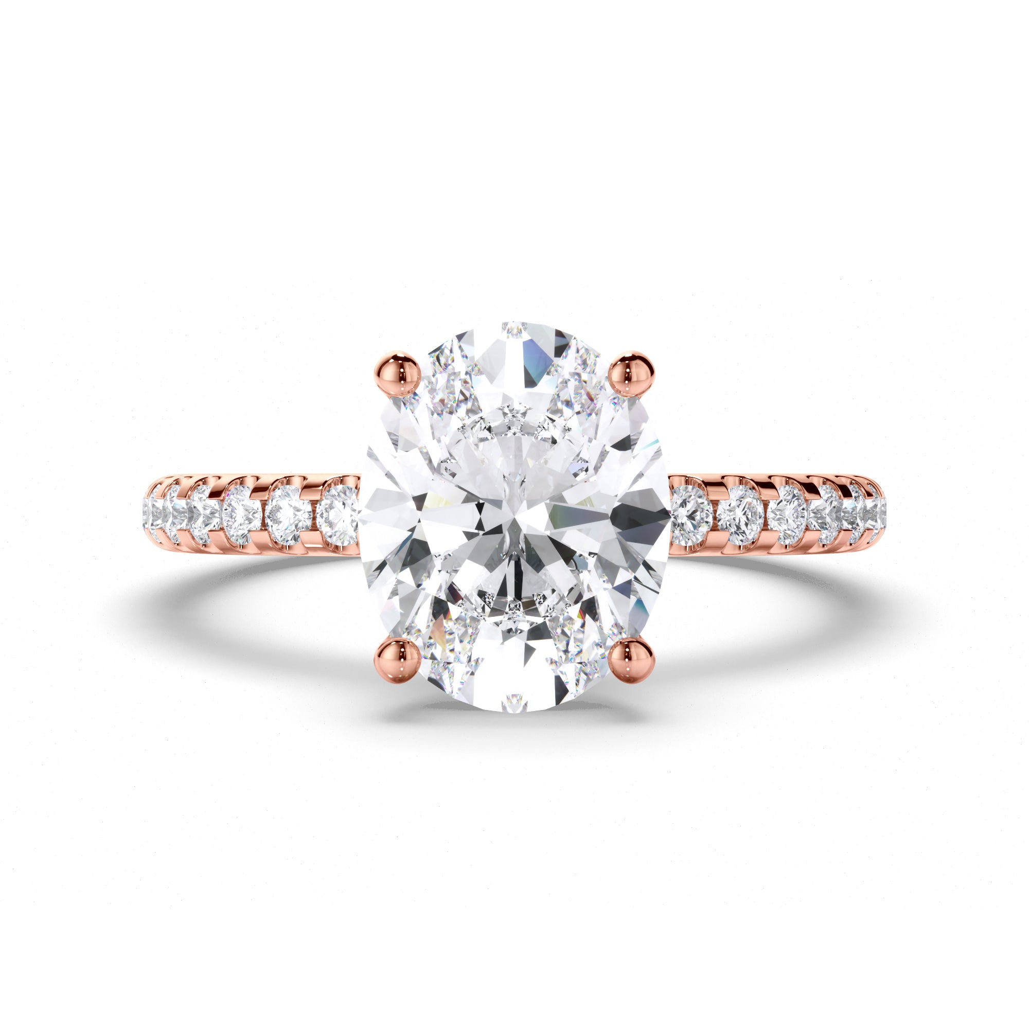 Oval Diamond Engagement Ring with Hidden Halo and Cut Claw Band