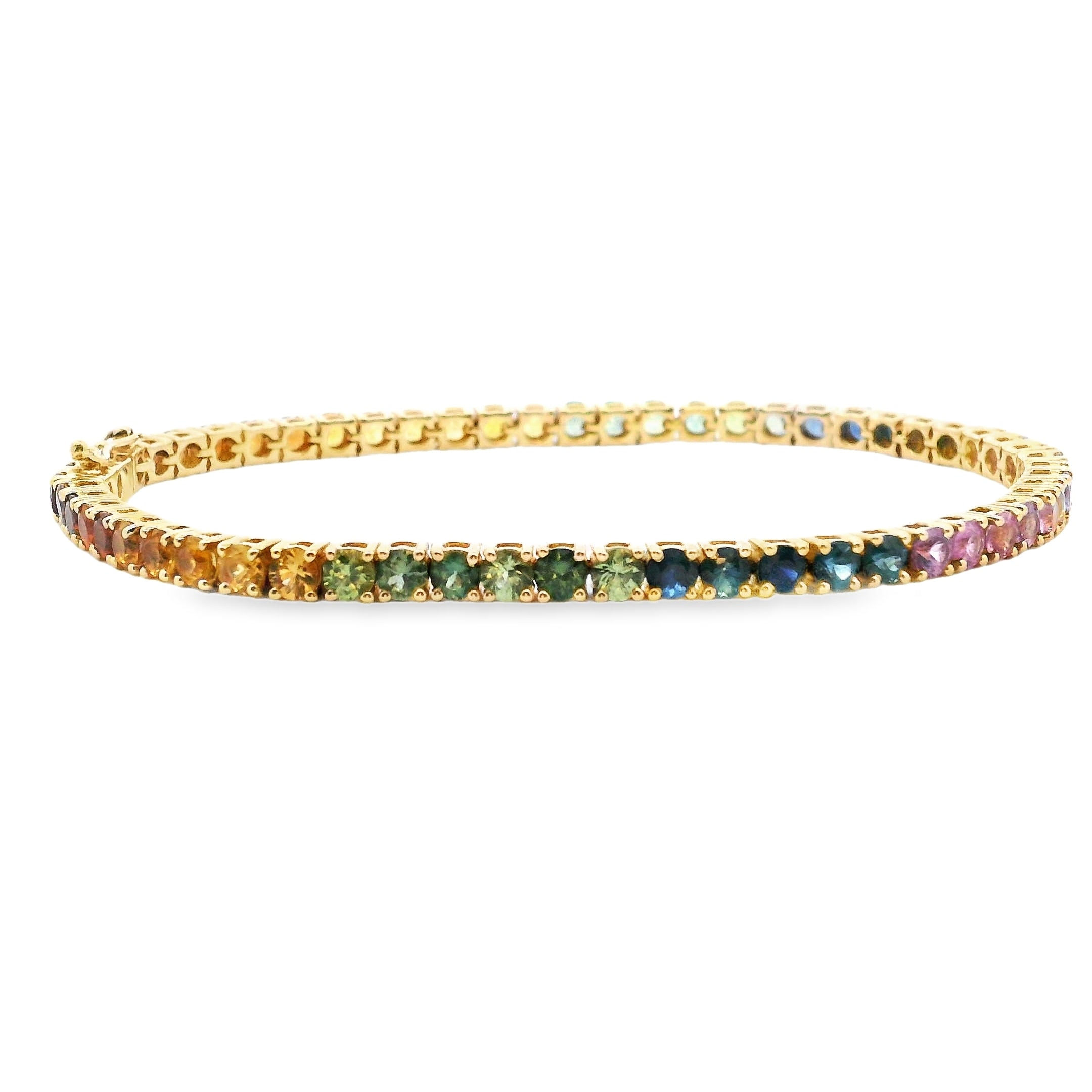 18ct Yellow Gold Rainbow Sapphire Tennis Bracelet