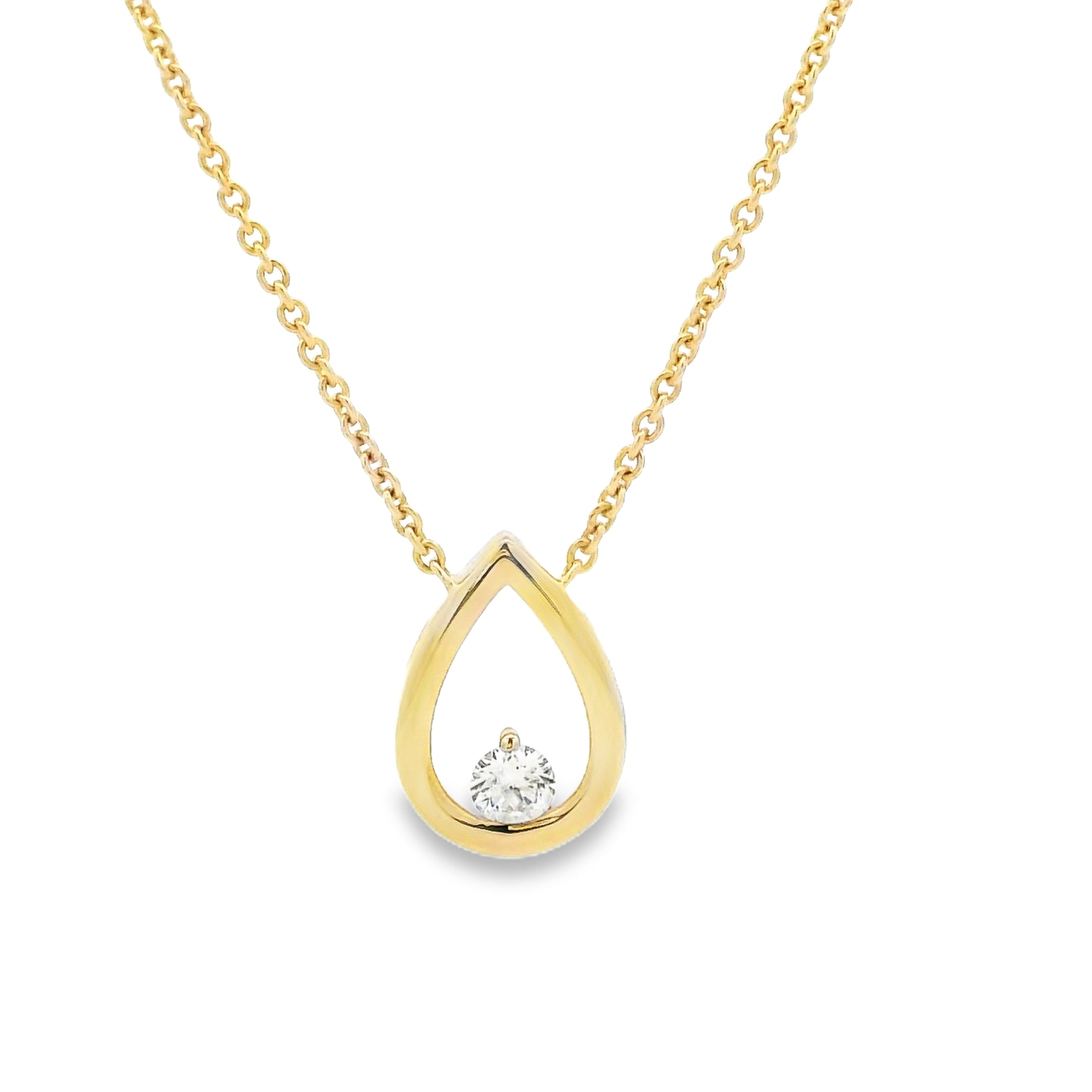 9ct Yellow Gold Open Pear Shape Diamond Pendant