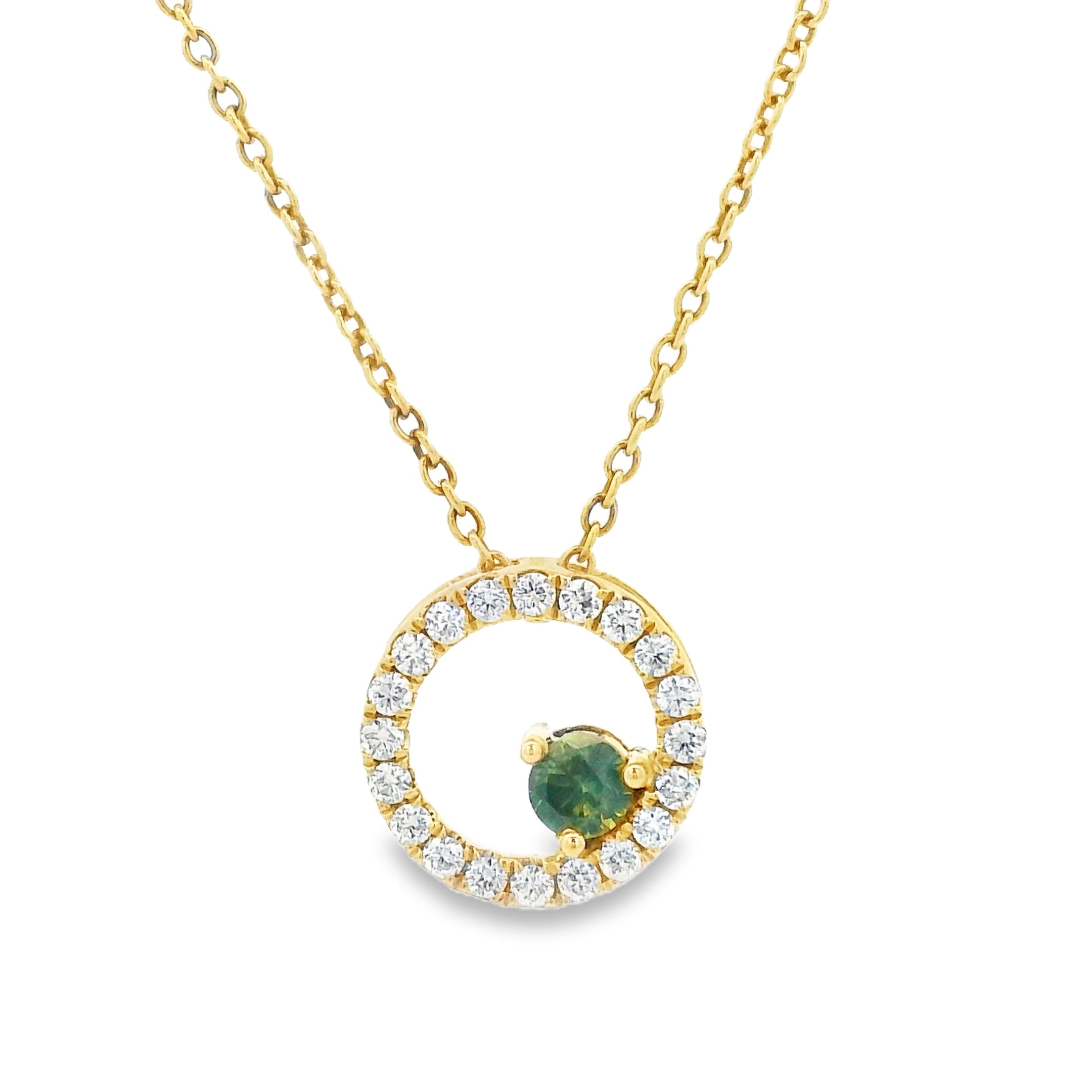 9ct Yellow Gold Diamond and Sapphire Circle Pendant