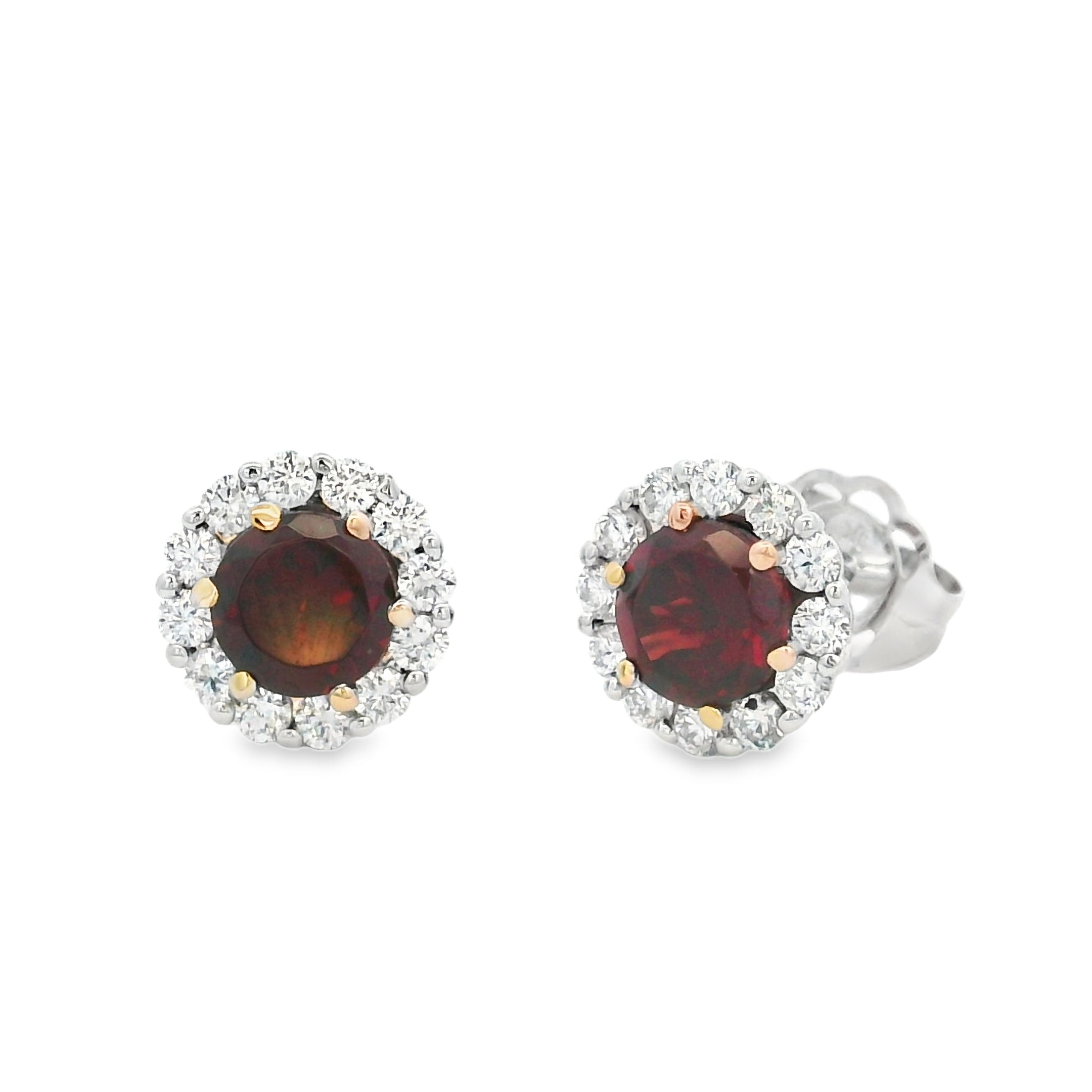 9ct Yellow & White Gold Garnet and Diamond Drop Earrings