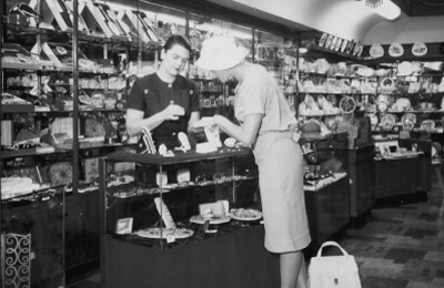 Customer in Whitakers Store on Hunter Street in the 1950's
