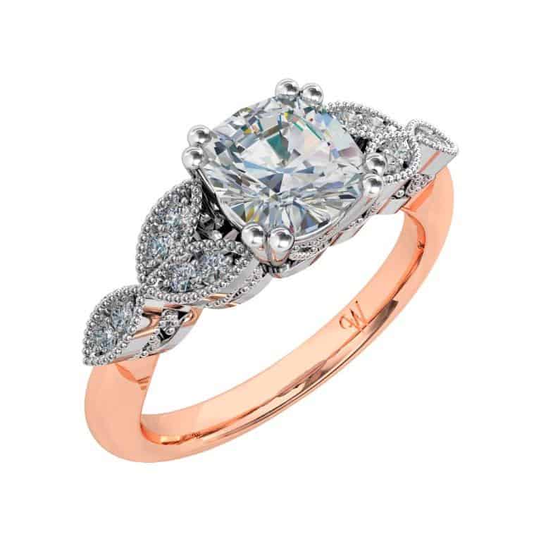 Cushion Cut Diamond Solitaire Vintage Engagement Ring