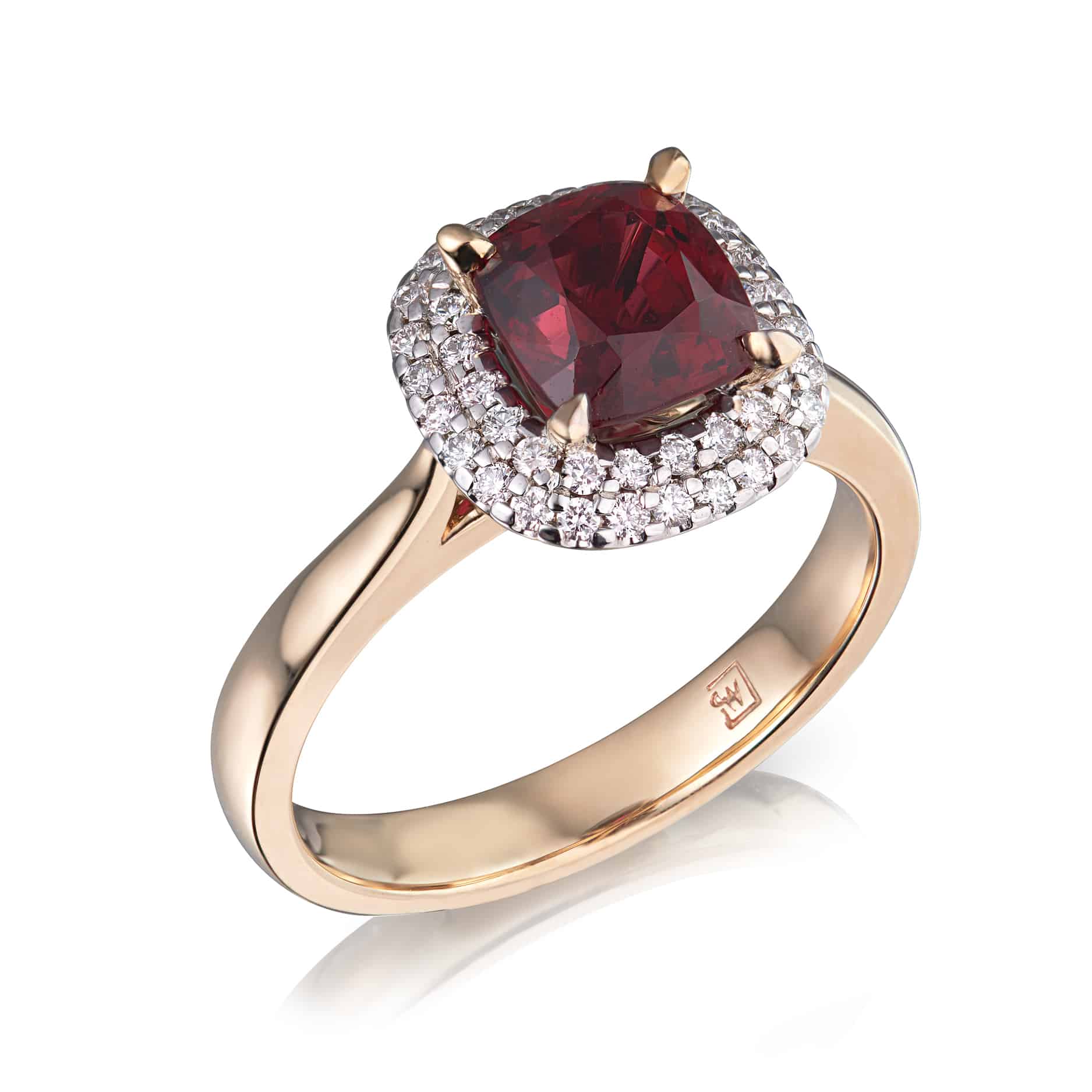 Cushion Red Spinel & Diamond Halo Ring
