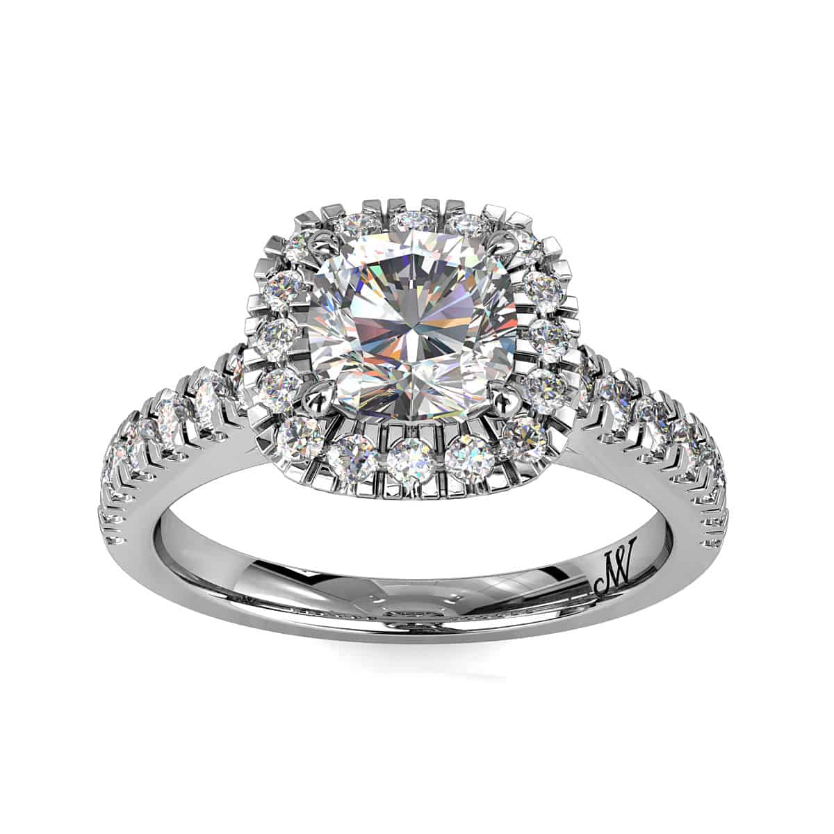 Cushion Cut Diamond Halo Engagement Ring