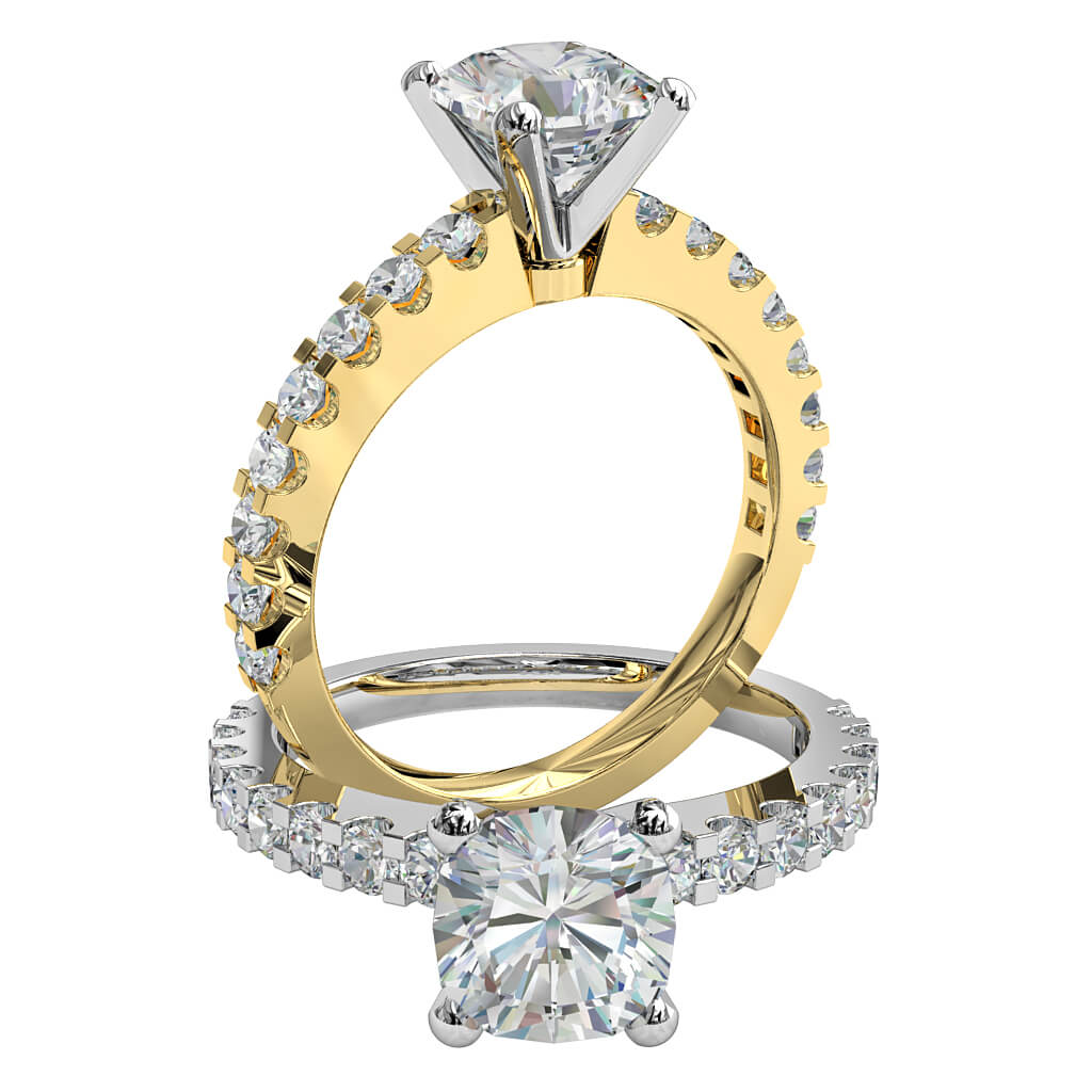 Asscher Cut Solitaire Diamond Engagement Ring, 4 Claw Set on a Heavy Cut Claw Band.