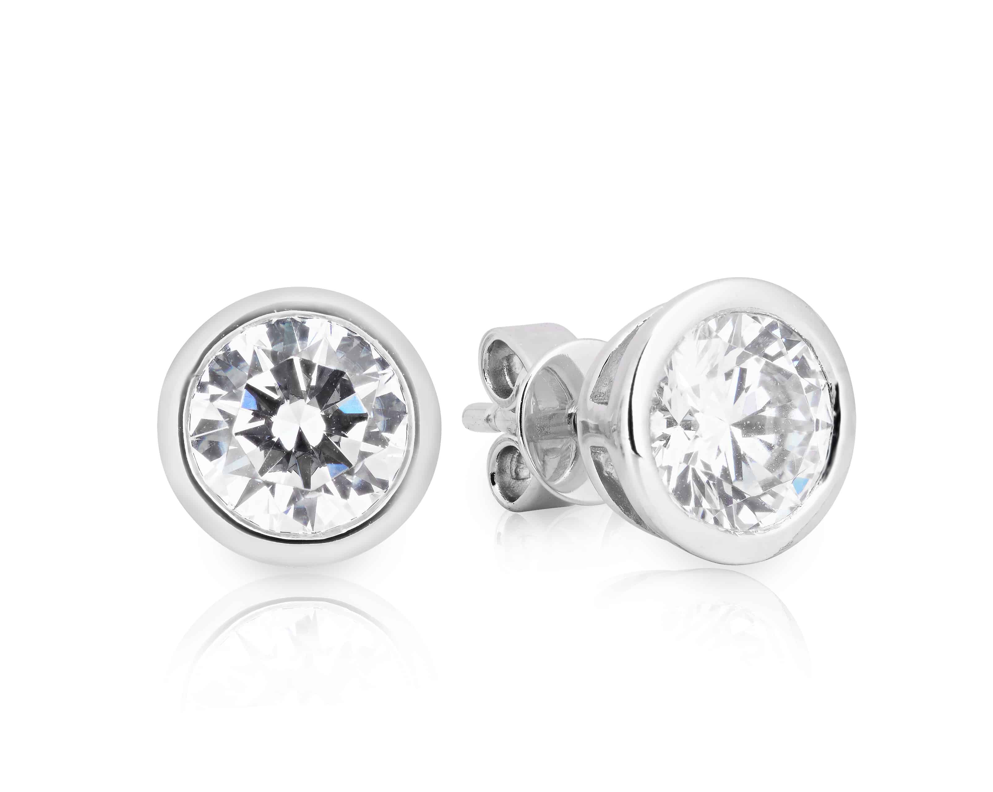 Diamond Set Bezel Stud Earrings