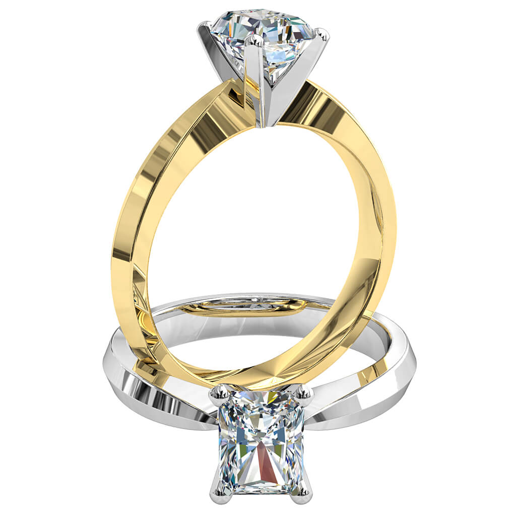 Emerald Cut Solitaire Diamond Engagement Ring, on a Wide Knife Edge Band.