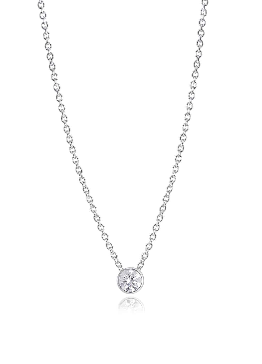 1 Carat Round Single Station Cubic Zirconia Floating Solitaire Wire Bezel  Necklace