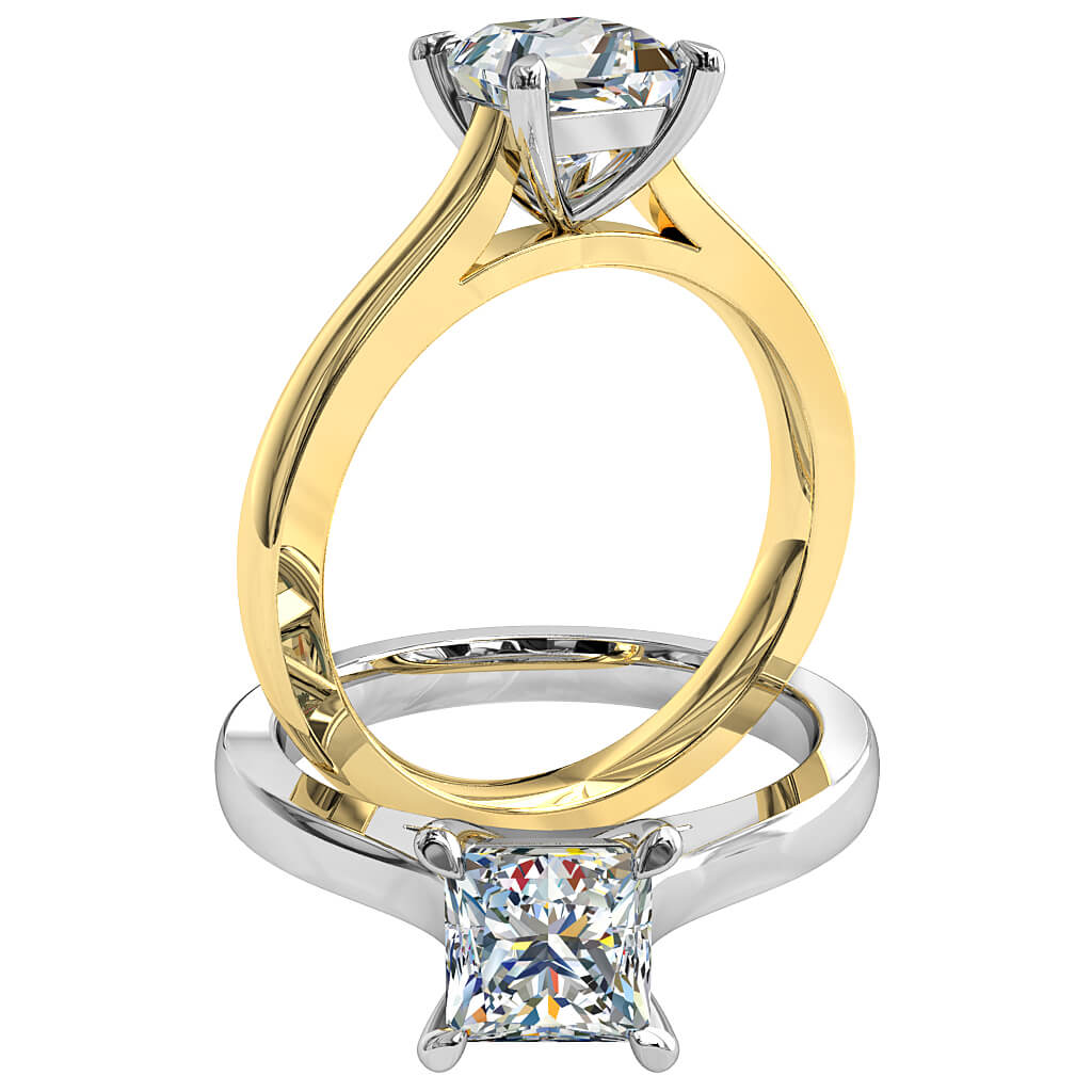 Princess Cut Solitaire Diamond Engagement Ring, 4 Pear Shape Claws and a Classic Underrail Setting.