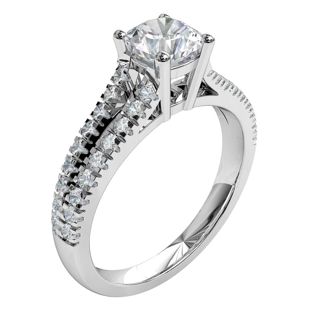 Asscher Cut Solitaire Diamond Engagement Ring, 4 Claw Set on a Diamond Cut Claw Split Band.